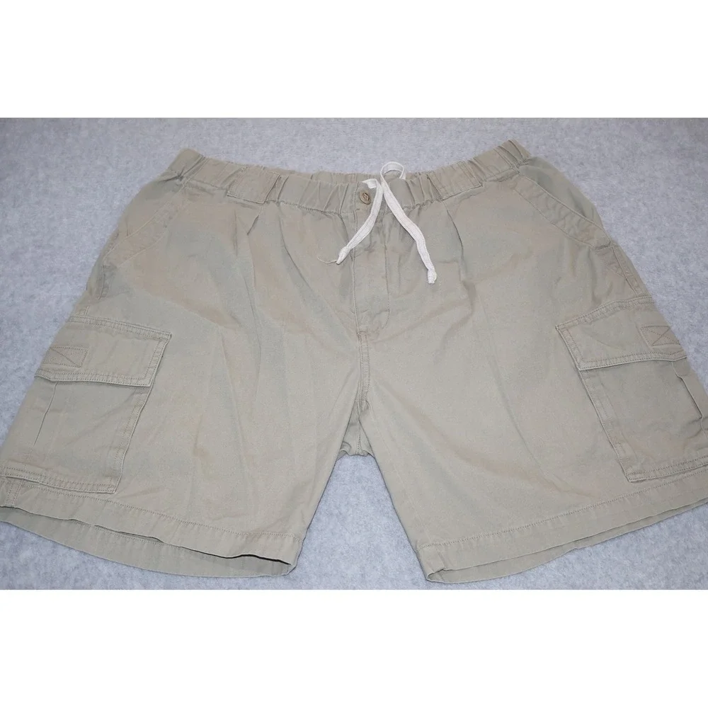 Tommy Bahama Cargo Shorts Mens Large Khaki Tan Cotton Drawstring Elastic Waist